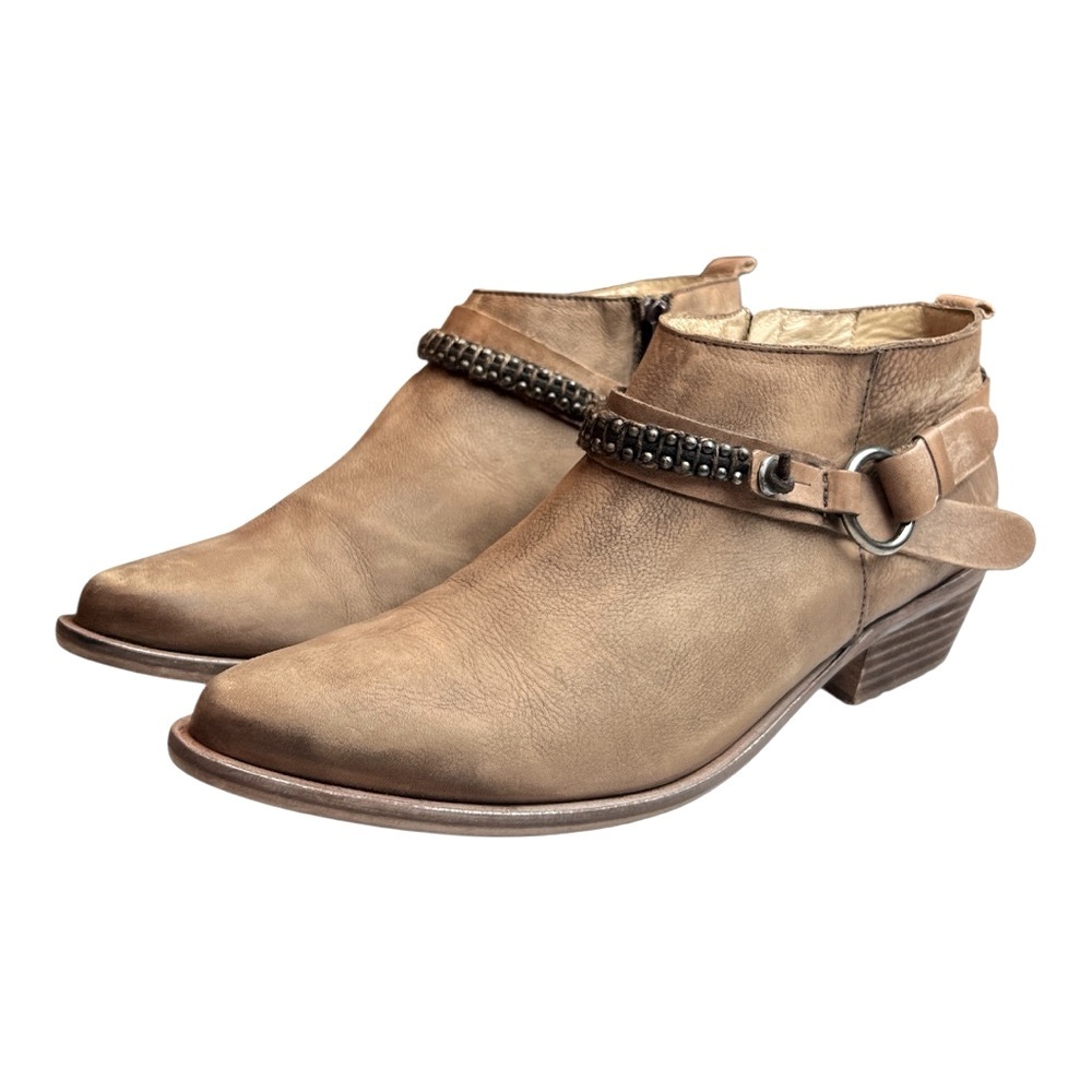 Corral Matisse Distressed Prescott Ankle Leather Western Snip Toe Tan Bootie SZ9